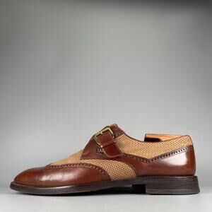 Mezlan Yucatan Size 8.5 M Brown Leather Monk Strap Loafers Dress Shoe Casual GUC